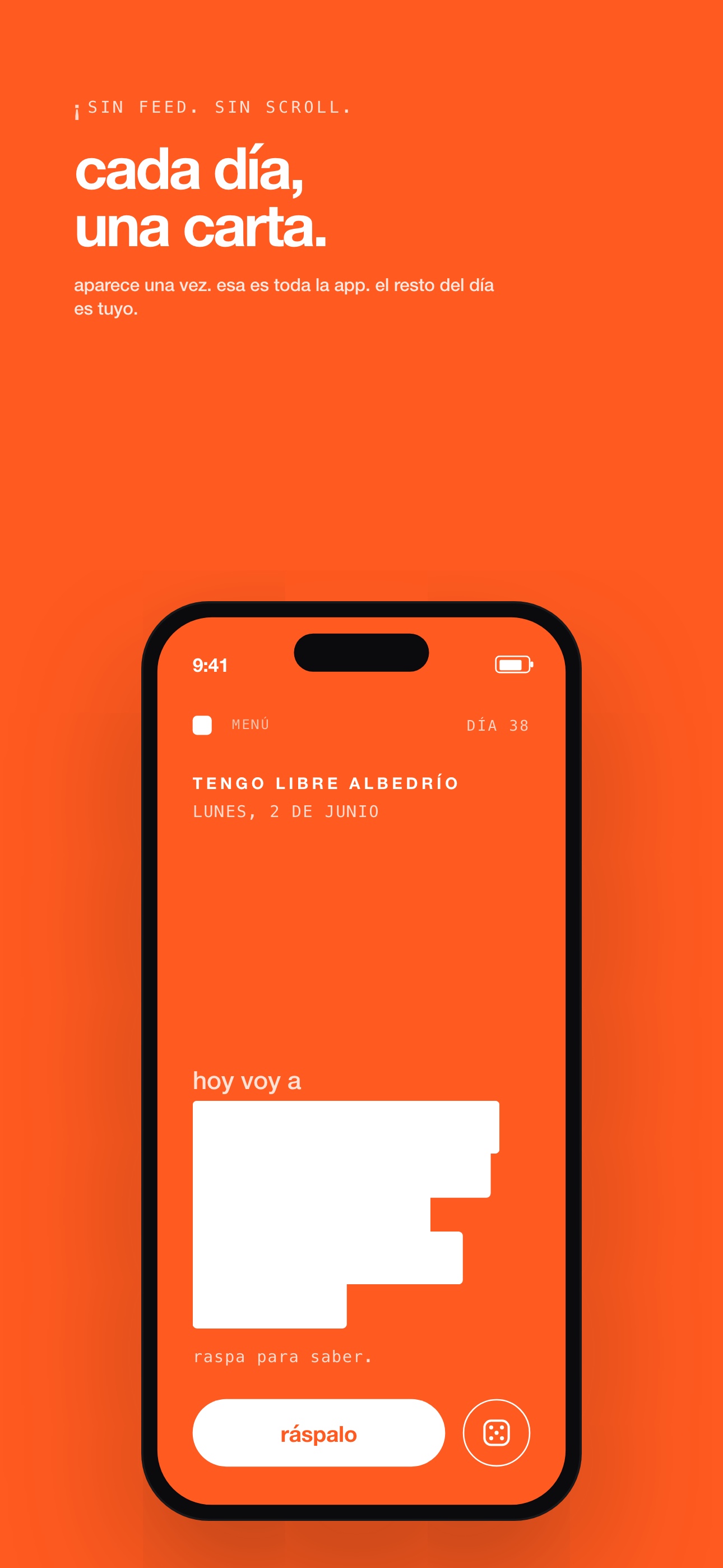 Whim: cada día, una carta. Sin feed, sin scroll.
